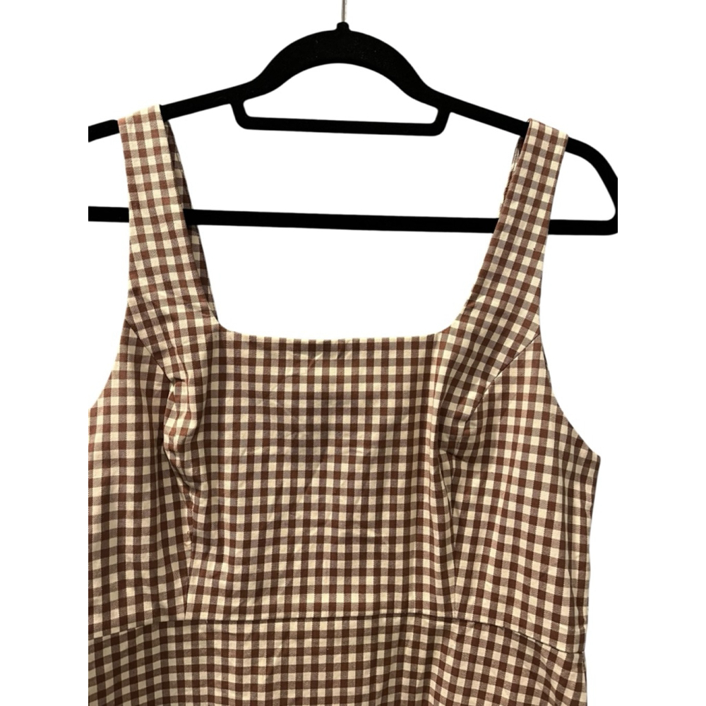 Favorite Daughter Anthropologie The Break Up Mini Dress Size 10 Gingham Brown - Picture 5 of 9